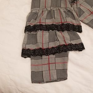 Alfani Tops - Alfani XL Black White Red Plaid Dressy Blouse Alfani Tops - Alfani XL Black White Red Plaid Dressy Blouse